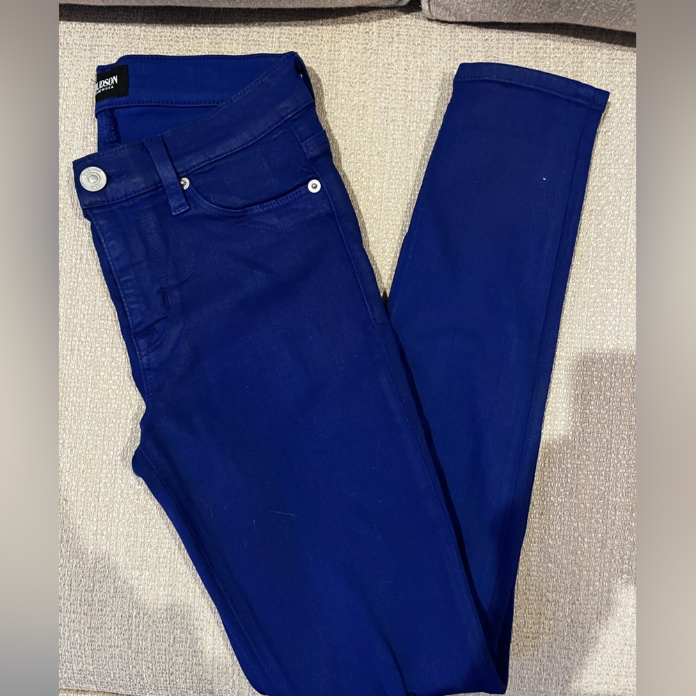 Hudson Cobalt Blue Distressed Super Skinny Jeans size 26